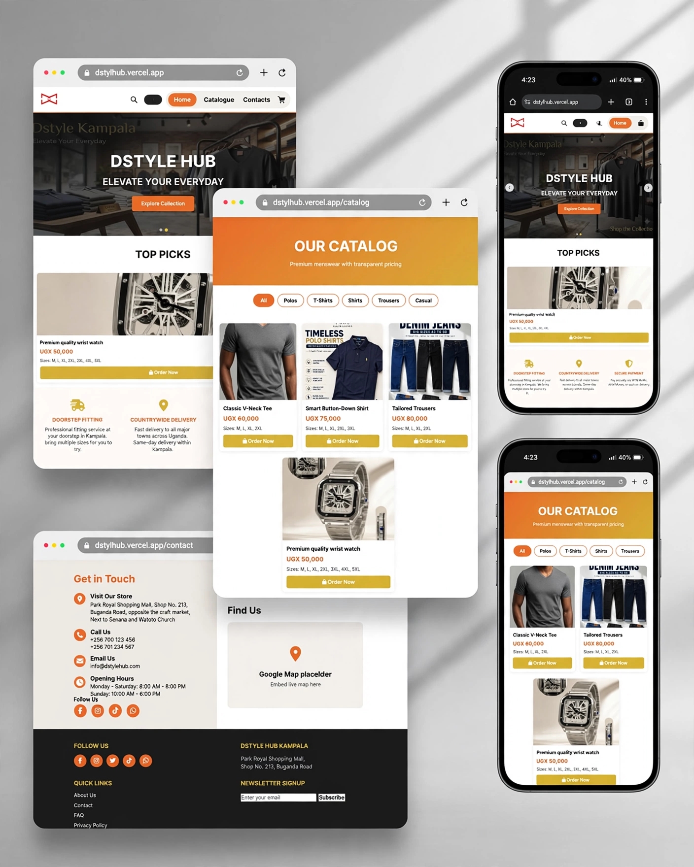 DStyleHub Menswear e-commerce catalog and store preview