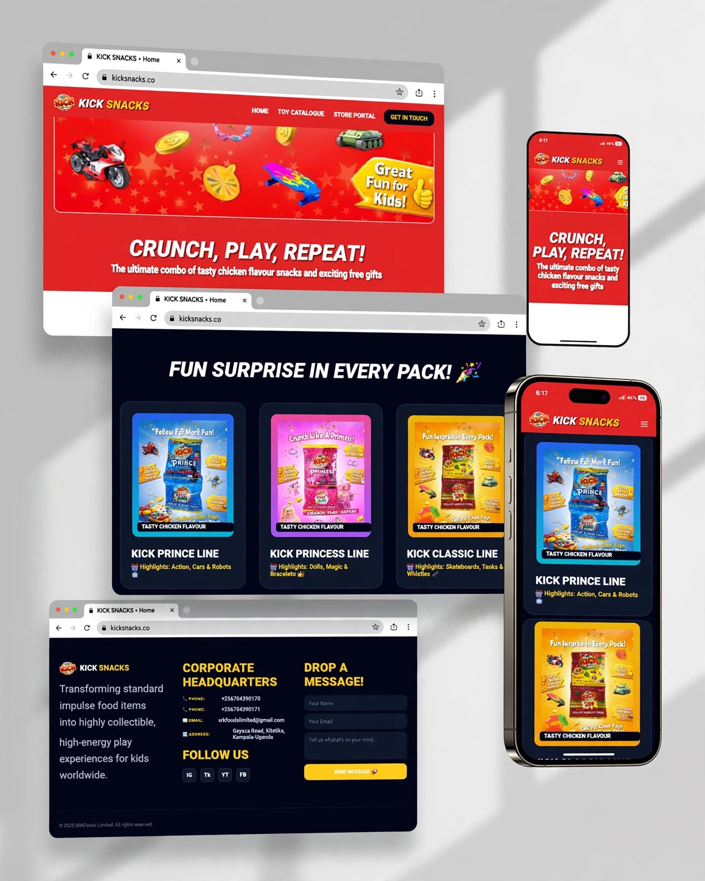 Kick Snacks FMCG promotional product landing page preview