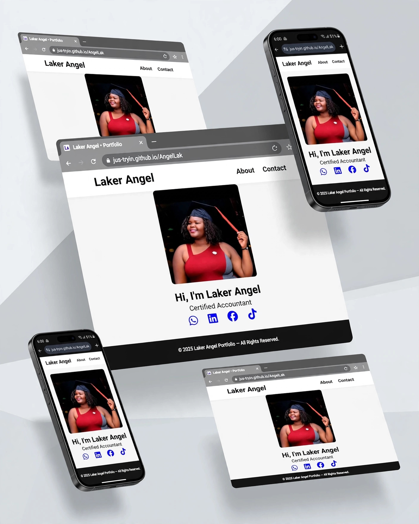 Laker Angel Certified Accountant personal portfolio layout preview